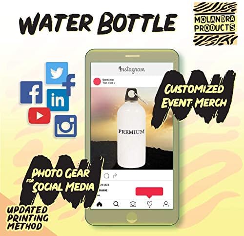 Produse Molandra Bursa - 20oz Hashtag Sticlă de apă albă din oțel inoxidabil cu carabină, alb
