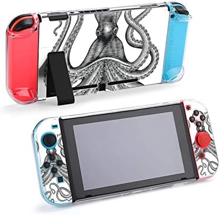 Carcasă pentru Nintendo Switch, Octopus desenarea mâinilor Gravură vintage pe alb Cinci piese Setați Accesorii pentru consolă de joc de acoperire de protecție pentru comutator